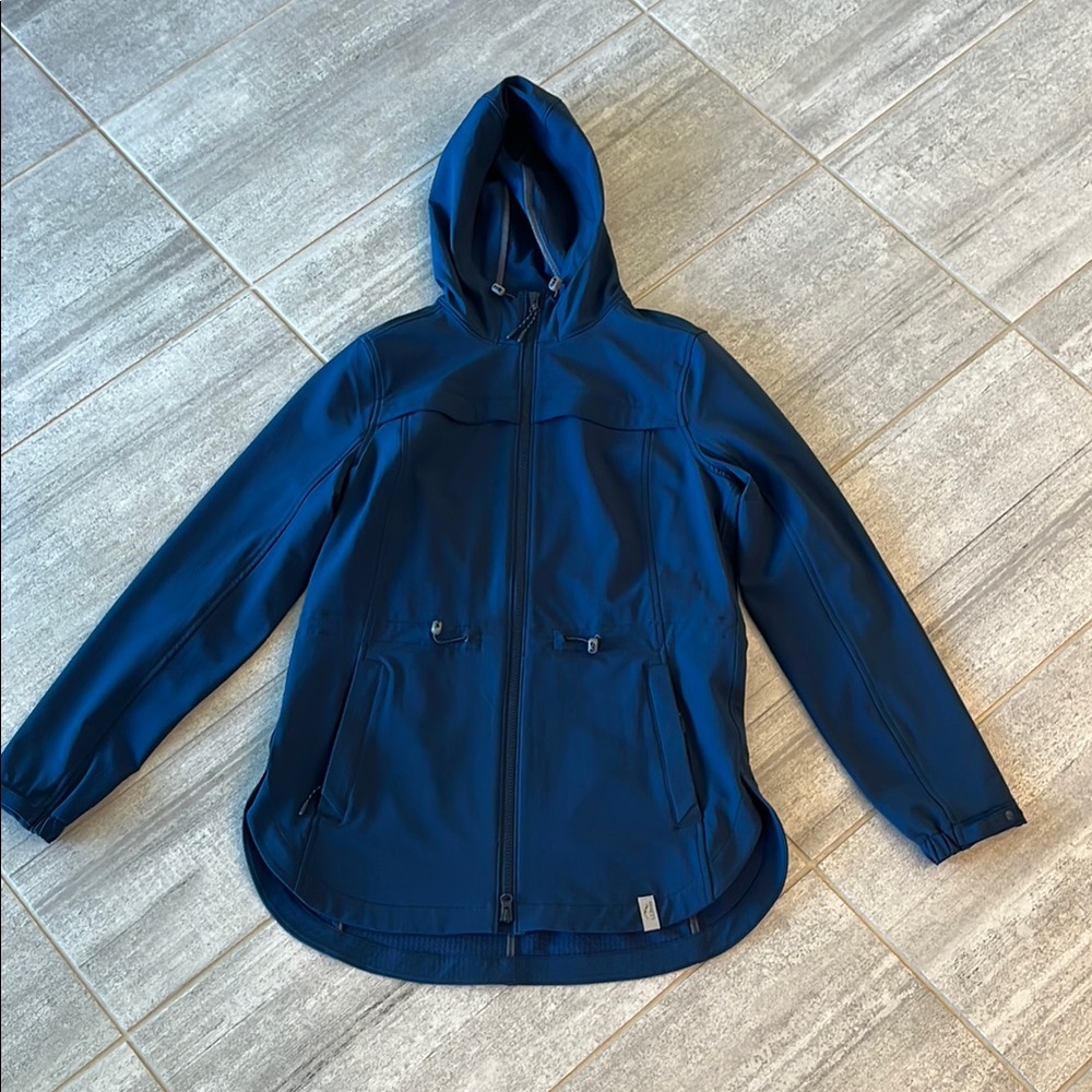 L.L. Bean Blue Utility Jacket with Hood and Water-Resistant Finish
